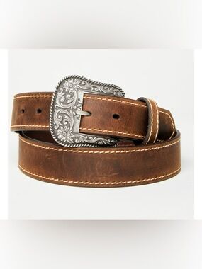 ARIAT WOMEN'S LEATHER BELT WITH ENGRAVED BUCKLE large